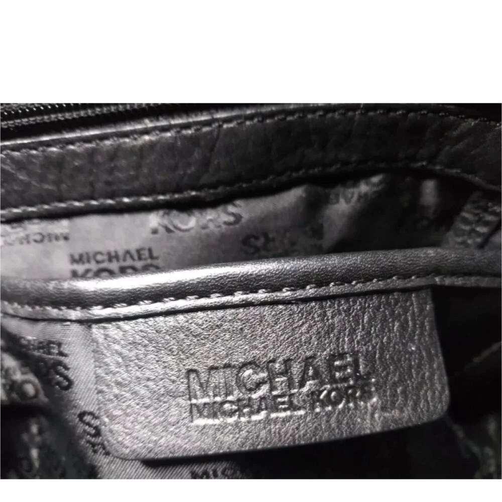 Michael Kors Handbag Black Pebbled Leather Satchel Large Purse - Picture 7 of 9